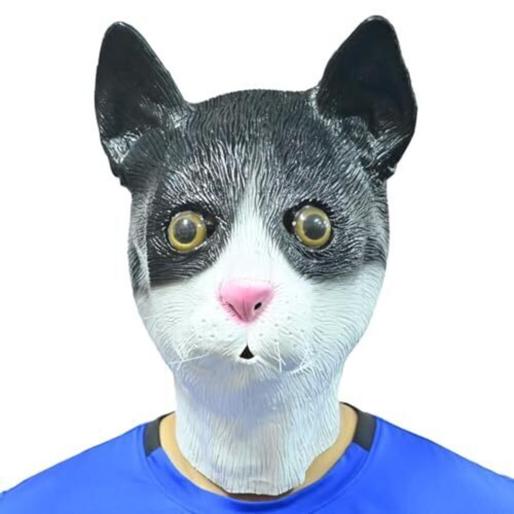 3081 Cute Cat Mask for Adults, Realistic Latex Cat Head Mask for Halloween